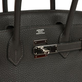 Pre-owned Hermes Birkin 30 Graphite Clemence Palladium Hardware - Thumbnail View 7