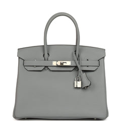 Hermes Birkin 30 Gris Pantin Togo Palladium Hardware