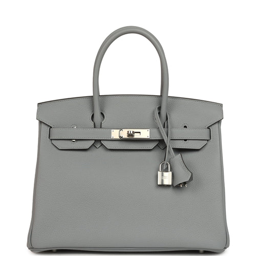 Hermes Birkin 30 Gris Pantin Togo Palladium Hardware
