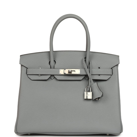 Hermes Birkin 30 Gris Pantin Togo Palladium Hardware