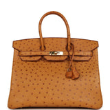 Pre-owned Hermes Birkin 35 Cognac Ostrich Gold Hardware - Thumbnail View 1