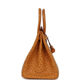 Pre-owned Hermes Birkin 35 Cognac Ostrich Gold Hardware - Thumbnail View 3