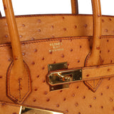 Pre-owned Hermes Birkin 35 Cognac Ostrich Gold Hardware - Thumbnail View 7