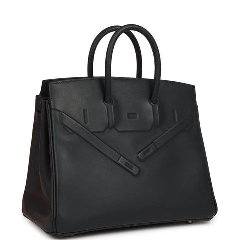 Hermes Birkin Shadow 25 Caban Swift Palladium Hardware