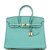 Pre-owned Hermes Birkin 25 Bleu Atoll Togo Gold Hardware - Thumbnail View 1