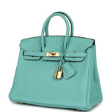 Pre-owned Hermes Birkin 25 Bleu Atoll Togo Gold Hardware - Thumbnail View 5