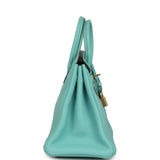 Pre-owned Hermes Birkin 25 Bleu Atoll Togo Gold Hardware - Thumbnail View 4
