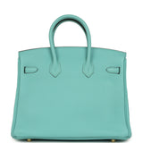 Pre-owned Hermes Birkin 25 Bleu Atoll Togo Gold Hardware - Thumbnail View 3