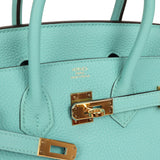 Pre-owned Hermes Birkin 25 Bleu Atoll Togo Gold Hardware - Thumbnail View 7