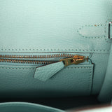 Pre-owned Hermes Birkin 25 Bleu Atoll Togo Gold Hardware - Thumbnail View 9