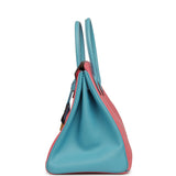 Pre-owned Hermes Special Order (HSS) Birkin 35 Rose Lipstick, Bleu Du Nord Epsom Brushed Gold Hardware - Thumbnail View 3
