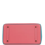 Pre-owned Hermes Special Order (HSS) Birkin 35 Rose Lipstick, Bleu Du Nord Epsom Brushed Gold Hardware - Thumbnail View 6