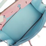 Pre-owned Hermes Special Order (HSS) Birkin 35 Rose Lipstick, Bleu Du Nord Epsom Brushed Gold Hardware - Thumbnail View 9