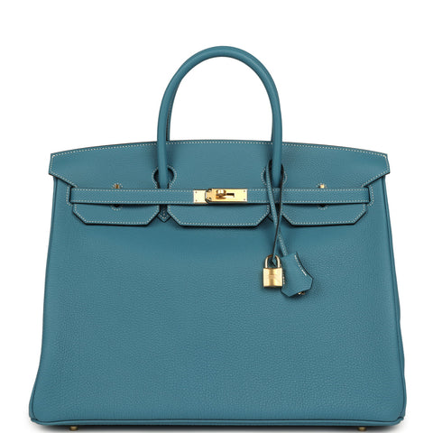 Hermes Birkin 40 Blue Jean Togo Gold Hardware