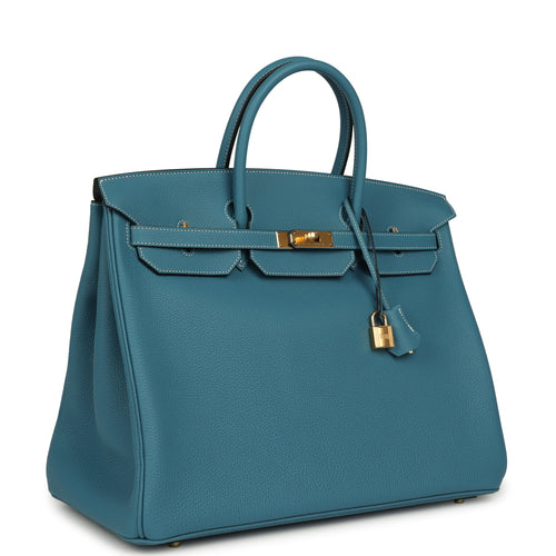 Hermes Birkin 40 Blue Jean Togo Gold Hardware