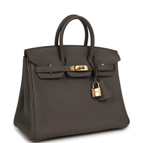 Pre-owned Hermes Birkin 25 Etain Togo Rose Gold Hardware