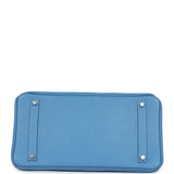 Pre-owned Hermes Birkin Ghillies 35 Bleu Paradise Clemence, Evercolor Palladium Hardware - Thumbnail View 6
