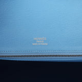 Pre-owned Hermes Birkin Ghillies 35 Bleu Paradise Clemence, Evercolor Palladium Hardware - Thumbnail View 8