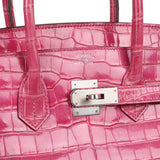 Pre-owned Hermes Birkin 35 Rose Scheherazade Shiny Porosus Crocodile Palladium Hardware - Thumbnail View 7