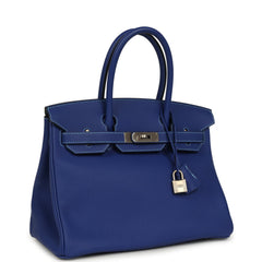 Pre-owned Hermes Special Order (HSS) Birkin 30 Bleu Electric Togo Brushed Palladium Hardware
