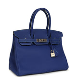 Pre-owned Hermes Special Order (HSS) Birkin 30 Bleu Electric Togo Brushed Palladium Hardware - Thumbnail View 2
