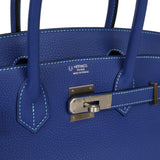 Pre-owned Hermes Special Order (HSS) Birkin 30 Bleu Electric Togo Brushed Palladium Hardware - Thumbnail View 7