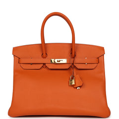 Pre-owned Hermes Birkin 35 Orange Epsom Gold Hardware