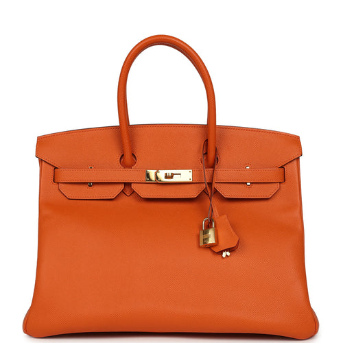 Pre-owned Hermes Birkin 35 Orange Epsom Gold Hardware