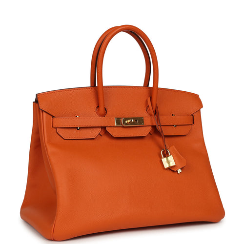 Pre-owned Hermes Birkin 35 Orange Epsom Gold Hardware