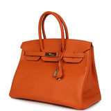 Pre-owned Hermes Birkin 35 Orange Epsom Gold Hardware - Thumbnail View 5