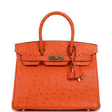 Pre-owned Hermes Birkin 30 Orange Ostrich Gold Hardware - Thumbnail View 1