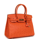 Pre-owned Hermes Birkin 30 Orange Ostrich Gold Hardware - Thumbnail View 2