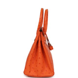 Pre-owned Hermes Birkin 30 Orange Ostrich Gold Hardware - Thumbnail View 3