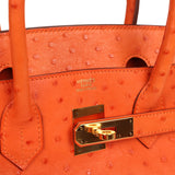 Pre-owned Hermes Birkin 30 Orange Ostrich Gold Hardware - Thumbnail View 7