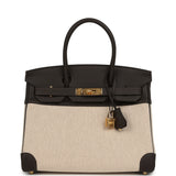 Hermes Birkin 30 Ecru and Beige Toile H Canvas, Bai Brun Swift Gold Hardware - Thumbnail View 1
