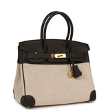Hermes Birkin 30 Ecru and Beige Toile H Canvas, Bai Brun Swift Gold Hardware - Thumbnail View 2