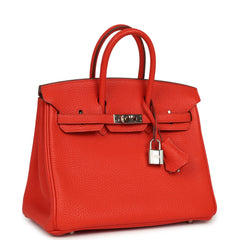 Pre-owned Hermes Birkin 25 Capucine Togo Palladium Hardware