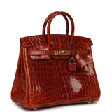 Pre-owned Hermes Birkin 25 Étrusque Shiny Niloticus Crocodile Gold Hardware - Thumbnail View 2