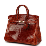 Pre-owned Hermes Birkin 25 Étrusque Shiny Niloticus Crocodile Gold Hardware - Thumbnail View 5