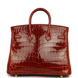 Pre-owned Hermes Birkin 25 Étrusque Shiny Niloticus Crocodile Gold Hardware - Thumbnail View 4