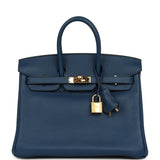 Pre-owned Hermes Birkin 25 Deep Blue Novillo Gold Hardware - Thumbnail View 1