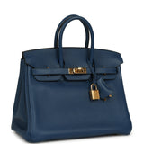 Pre-owned Hermes Birkin 25 Deep Blue Novillo Gold Hardware - Thumbnail View 2
