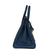 Pre-owned Hermes Birkin 25 Deep Blue Novillo Gold Hardware - Thumbnail View 3