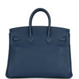 Pre-owned Hermes Birkin 25 Deep Blue Novillo Gold Hardware - Thumbnail View 4