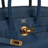 Pre-owned Hermes Birkin 25 Deep Blue Novillo Gold Hardware - Thumbnail View 7