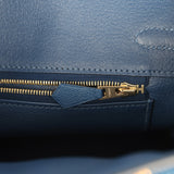 Pre-owned Hermes Birkin 25 Deep Blue Novillo Gold Hardware - Thumbnail View 9