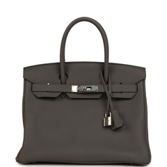 Pre-owned Hermes Birkin 30 Etain Togo Palladium Hardware