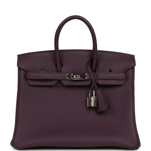 Pre-owned Hermes Birkin 25 Raisin Togo Palladium Hardware