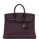 Pre-owned Hermes Birkin 25 Raisin Togo Palladium Hardware - Thumbnail View 1