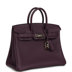 Pre-owned Hermes Birkin 25 Raisin Togo Palladium Hardware